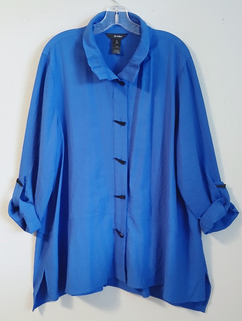 Ali Miles Royal Blue Button-Front Tunic Top